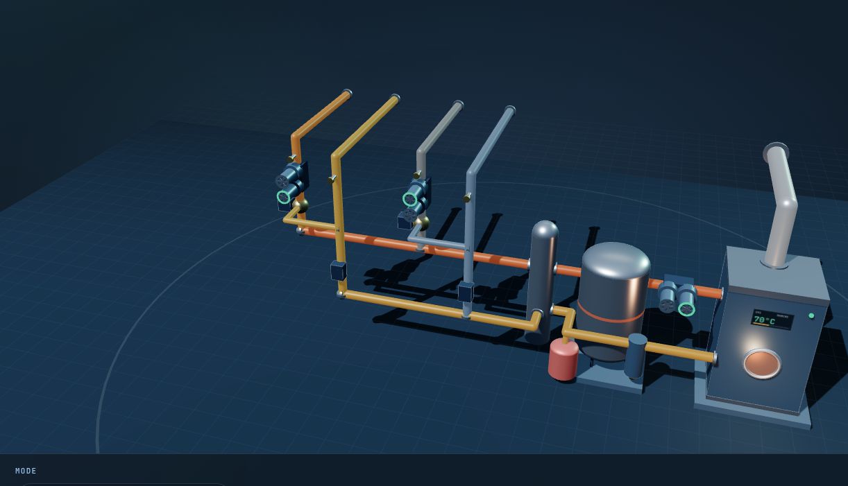 Vue 3D d'une chaufferie supervisée